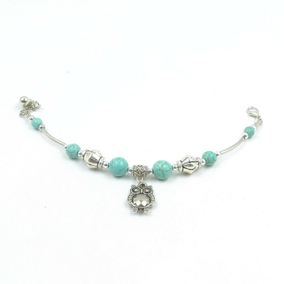 Owl "Turquoise" Bead Bracelet NWT- - Picture 3 of 4